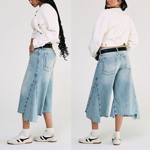 NWOT Free People We The Free Ripple Wide-Leg Jeans Light Wash Size 27L - Picture 2 of 8